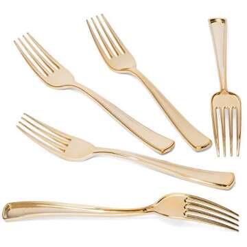 Elegant 125 Gold Plastic Forks for Weddings & Parties