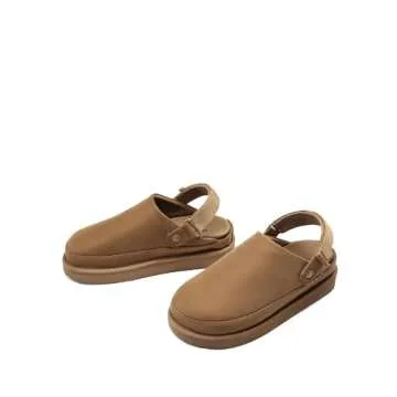 DREAM PAIRS Women's Clog Slippers Women's Platform Clogs for Women Mules Slip on Shoes Adjustable,Size 7.5,Chestnut,DWUMMU2503