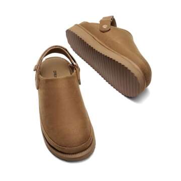 DREAM PAIRS Women's Clog Slippers Women's Platform Clogs for Women Mules Slip on Shoes Adjustable,Size 7.5,Chestnut,DWUMMU2503