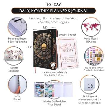 Daily Self Care and Manifestation Journal - A 5 Minute Journal, A 90 Day Planner Journey, Creating Y...