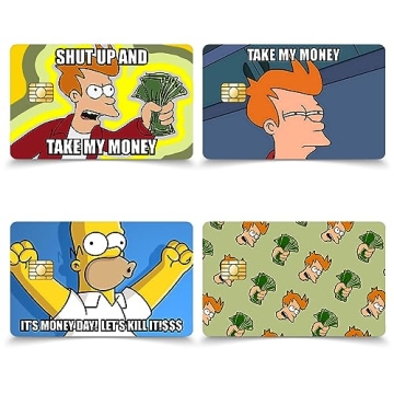 Set of 4 Funny Debit Card Stickers — Removable, Bubble Free Debit Card Covers — Perfectly Fits A...