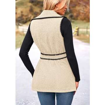 PRETTYGARDEN Women's 2025 Tweed Vest Jackets Sleeveless Lapel Button Front Belt Color Block Winter C...