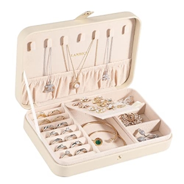 LANDICI Small Jewelry Box - Elegant Travel Case and Organizer