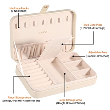 Compact LANDICI Jewelry Box, Elegant Travel Organizer