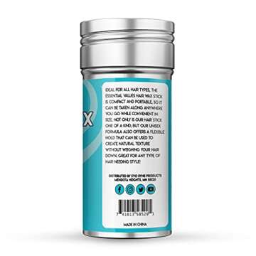 Evo Dyne Hair Wax Stick (2.7 oz) - Wax Stick for Hair Wigs, Create Texture & Gain Flexible Holds with Uni-Sex Formula - Enhanced Detailed Styles Hair Wax
