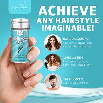 Evo Dyne Hair Wax Stick (2.7 oz) - Wax Stick for Hair Wigs, Create Texture & Gain Flexible Holds with Uni-Sex Formula - Enhanced Detailed Styles Hair Wax