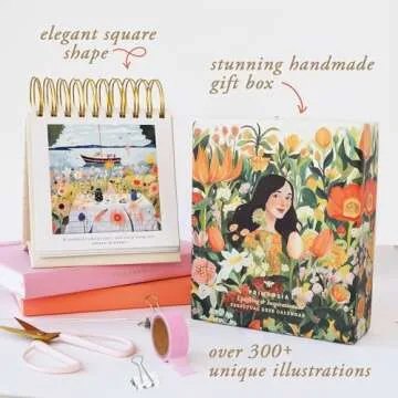 Primrosia Inspiring Perpetual Calendar: Undated Daily Desk Planner for Motivation - Flip Stand Desig...