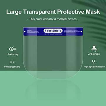 5Pcs Safety Full Face Shield All-Round Protection Cap Clear Wide Visor Value Breathable Hat Mask Eyes And Facial Protect With Clear Film Comfort Sponge Dental for Adult