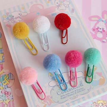 BESPORTBLE 24pcs Metal Paper Clips Mini Cute Pompom Ball Shape Note Clips for Office Supply Accessor...