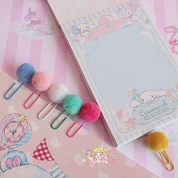 BESPORTBLE 24pcs Metal Paper Clips Mini Cute Pompom Ball Shape Note Clips for Office Supply Accessories Bookmark Party Favors Random Color