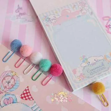 BESPORTBLE 24pcs Metal Paper Clips Mini Cute Pompom Ball Shape Note Clips for Office Supply Accessories Bookmark Party Favors Random Color