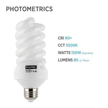 Fovitec - 1x 30 Watt Daylight Fluorescent Light Bulb for Video & Photography - [1 Pack][30 W][CFL][9...
