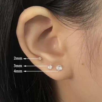 Small Gold Hoop Earrings Sterling Silver Stud Earrings for Women 6 Pairs Hypoallergenic Tiny Cubic Zirconia Stud Set Cartilage Hoops