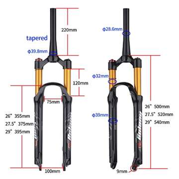 BOLANY 26/27.5/29 inch Adjustable Mountain Bike Suspension Fork with Manual/Remote Lockout