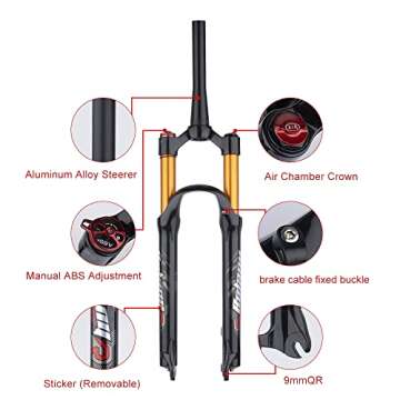 BOLANY Adjustable Air Suspension Fork for Mountain Bikes