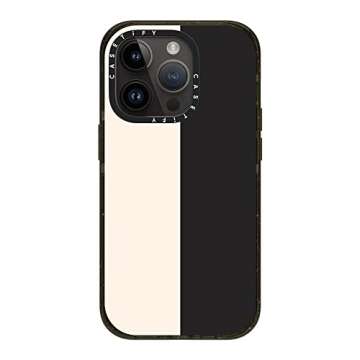 CASETiFY Impact iPhone 14 Pro Case [4X Military Grade Drop Tested / 8.2ft Drop Protection] - White/Black Colorblock - Glossy Black