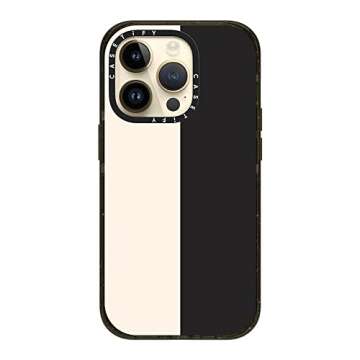 CASETiFY Impact iPhone 14 Pro Case [4X Military Grade Drop Tested / 8.2ft Drop Protection] - White/Black Colorblock - Glossy Black