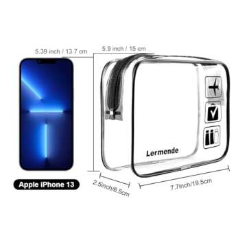 Lermende 3pcs TSA Approved Toiletry Bag with Zipper Travel Luggage Pouch Carry On Clear Airport Airl...