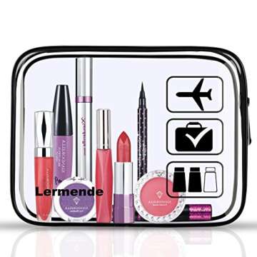 Lermende 3pcs TSA Approved Toiletry Bag with Zipper Travel Luggage Pouch Carry On Clear Airport Airline Compliant Bag Travel Cosmetic Makeup Bags for Men Women (Black)