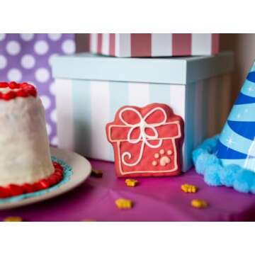 Wufers Dog Birthday Cookie Box - Dog Treat, Dog Cookies, Dog Gifts, Human Grade Ingredients, Cute Hand Decorated and Gentle for Tummies of All Breed Sizes - 9 Cookies, Birthday Girl