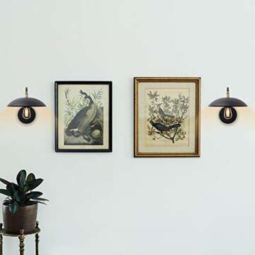 Pathson 2 Pack Adjustable Wall Sconce, Industrial Swing Arm Wall Lamp Hardwired with Metal Base, Retro Indoor Wall Light Fixtures Decor for Bedside Living Room (Matte Black)