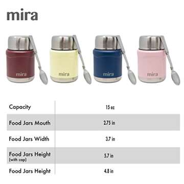 MIRA 15 oz Insulated Food Thermos for Hot and Cold Foods