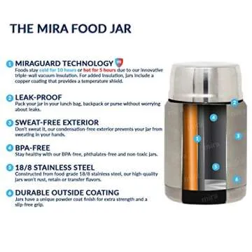 MIRA 15 oz Insulated Food Thermos for Hot and Cold Foods