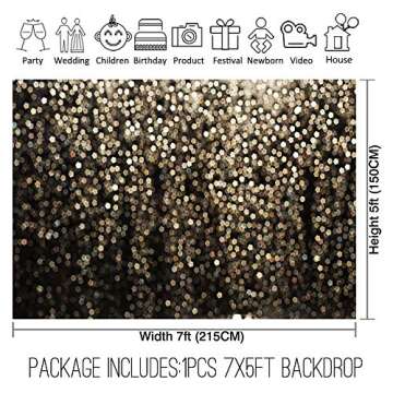 Allenjoy 7x5ft Gold Bokeh Spots Backdrop for Selfie Birthday Party Pictures Photo Booth Shoot Gradua...