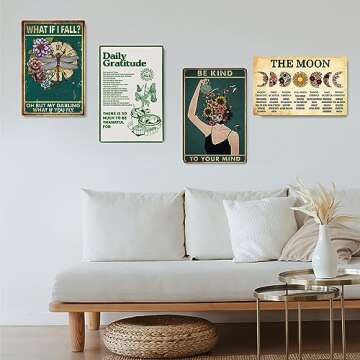 Fmcmly Daily Gratitude Inspirational Metal Tin Sign Green Boho Room Aesthetic Decoration Home Kitchen Office Bedroom Cafes Wall Decor 8x12 Inch