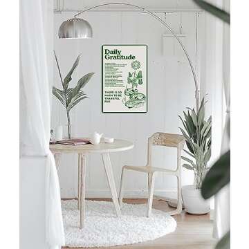 Fmcmly Daily Gratitude Inspirational Metal Tin Sign Green Boho Room Aesthetic Decoration Home Kitchen Office Bedroom Cafes Wall Decor 8x12 Inch