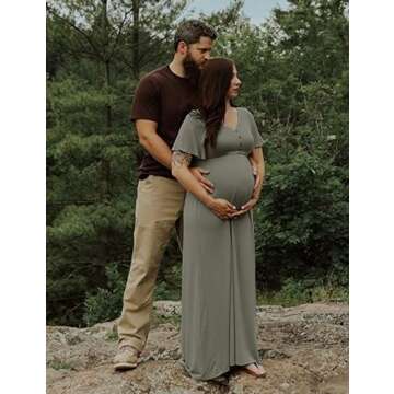 Peauty Boho Maternity Dress Maternity Dresses for Baby Shower Summer Summer Maternity Dress Casual Maternity Dress Summer Maternity Dress for Baby Shower Summer (Green Grey L)