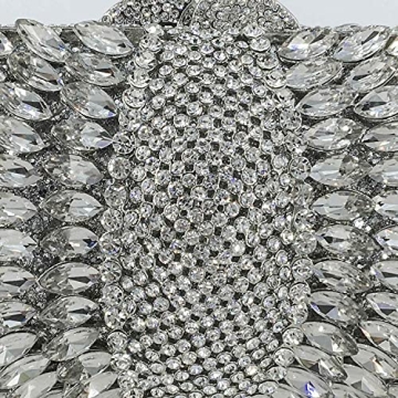Boutique De FGG Silver Crystal Clutch for Weddings