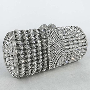 Boutique De FGG Silver Crystal Clutch for Weddings