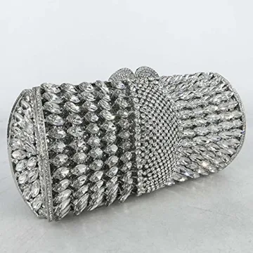 Boutique De FGG Silver Crystal Clutch for Weddings