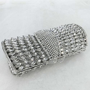 Boutique De FGG Silver Crystal Clutch for Weddings