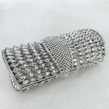 Boutique De FGG Silver Crystal Clutch for Weddings