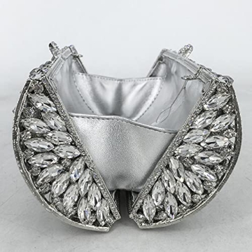 Boutique De FGG Silver Crystal Clutch for Weddings