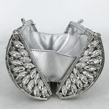 Boutique De FGG Silver Crystal Clutch for Weddings