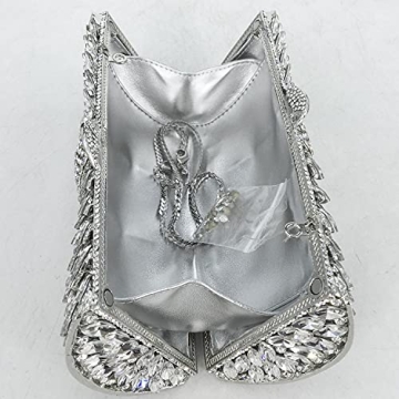 Boutique De FGG Silver Crystal Clutch for Weddings