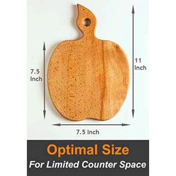 ECOSALL Apple-shaped Solid Wood Cutting Board With Handle For Fruit, Veggies, Cheese – Small Woode...