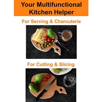 ECOSALL Apple-shaped Solid Wood Cutting Board With Handle For Fruit, Veggies, Cheese – Small Wooden Bread Board, Cheese Serving Platter, Round Charcuterie Board – 100% Natural, Reversible, Presentable