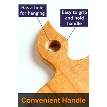 ECOSALL Apple-shaped Solid Wood Cutting Board With Handle For Fruit, Veggies, Cheese – Small Wooden Bread Board, Cheese Serving Platter, Round Charcuterie Board – 100% Natural, Reversible, Presentable