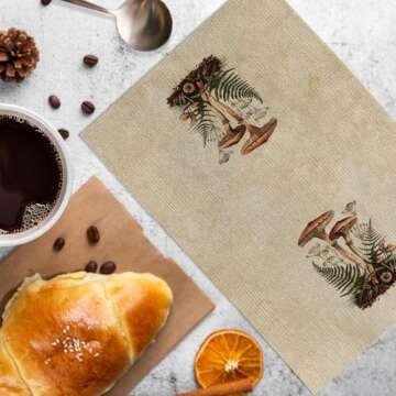 KFXHANGD Vintage Mushroom Kitchen Towels and Dishcloths Set of 2, Mushroom Kitchen Decor, Mushroom D...