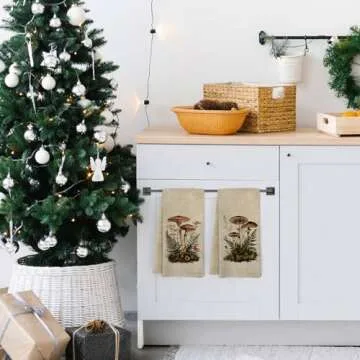 KFXHANGD Vintage Mushroom Kitchen Towels and Dishcloths Set of 2, Mushroom Kitchen Decor, Mushroom Dish Towels, Cottagecore Botanical Decor Hand Tea Towels for Bathroom Kitchen, 16×24 Inches