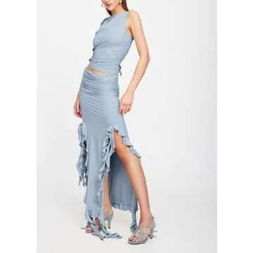 Trendy Y2K Ruffles Two Piece Skirt Set - Summer Fashion