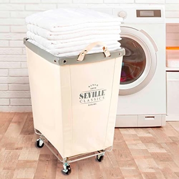 Seville Classics Heavy Duty Rolling Laundry Hamper - Large & Durable