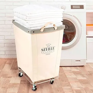 Seville Classics Heavy Duty Rolling Laundry Hamper - Large & Durable