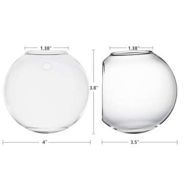 Dubee 4 Pcs Glass Wall Hanging Planter Terrariums,Hanging Wall Vases for Plants Indoor,Glass Plant C...