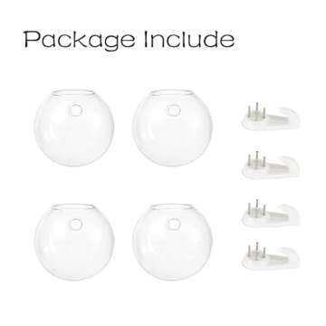 Dubee 4 Pcs Glass Wall Hanging Planter Terrariums,Hanging Wall Vases for Plants Indoor,Glass Plant Containers for Air Plant,Succulents and Candle Display.