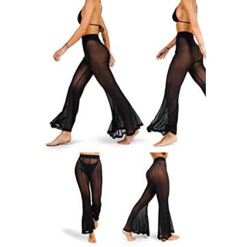 sofsy Plus Size Beach Pants/Rave Pants | Bathing Suit Bikini Cover Ups for Women | Black Cover Ups for Swimwear Women - XL